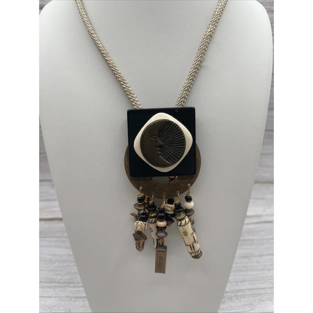 Tribal Jewelry Vintage Ethnic Necklace African, Music,Bone, & Copper, LuciteRare